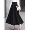 imageFlygo Womens Fall Winter ALine Flare Swing Pleated Long Maxi Wool Skater SkirtBlack