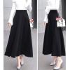 imageFlygo Womens Fall Winter ALine Flare Swing Pleated Long Maxi Wool Skater SkirtBlack