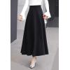 imageFlygo Womens Fall Winter ALine Flare Swing Pleated Long Maxi Wool Skater SkirtBlack