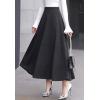 imageFlygo Womens Fall Winter ALine Flare Swing Pleated Long Maxi Wool Skater SkirtDark Grey