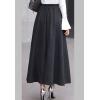 imageFlygo Womens Fall Winter ALine Flare Swing Pleated Long Maxi Wool Skater SkirtDark Grey