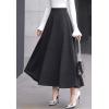 imageFlygo Womens Fall Winter ALine Flare Swing Pleated Long Maxi Wool Skater SkirtDark Grey
