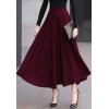 imageFlygo Womens Fall Winter ALine Flare Swing Pleated Long Maxi Wool Skater SkirtWine Red