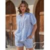 imageFlygo Womens Floral Pajamas Sets 2 Piece Lounge Set Button Down Tops and Soft Shorts Sleepwear with PocketsBlue
