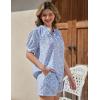 imageFlygo Womens Floral Pajamas Sets 2 Piece Lounge Set Button Down Tops and Soft Shorts Sleepwear with PocketsBlue