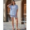 imageFlygo Womens Floral Pajamas Sets 2 Piece Lounge Set Button Down Tops and Soft Shorts Sleepwear with PocketsBlue