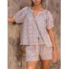 imageFlygo Womens Floral Pajamas Sets 2 Piece Lounge Set Button Down Tops and Soft Shorts Sleepwear with PocketsRed