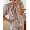 imageFlygo Womens Floral Pajamas Sets 2 Piece Lounge Set Button Down Tops and Soft Shorts Sleepwear with PocketsRed