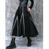 imageFlygo Womens High Elastic Waist A Line Stripe Mid Length Flared SkirtsBlack