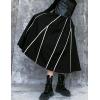 imageFlygo Womens High Elastic Waist A Line Stripe Mid Length Flared SkirtsBlack