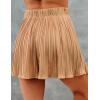 imageFlygo Womens High Elastic Waist Pleated Skirt Mini Swing ALine SkirtsKhaki