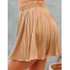imageFlygo Womens High Elastic Waist Pleated Skirt Mini Swing ALine SkirtsKhaki