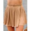 imageFlygo Womens High Elastic Waist Pleated Skirt Mini Swing ALine SkirtsKhaki