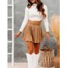 imageFlygo Womens High Elastic Waist Pleated Skirt Mini Swing ALine SkirtsKhaki