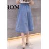 imageFlygo Womens High Waist Button Front ALine Flare Midi Long Denim SkirtLight Blue