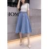 imageFlygo Womens High Waist Button Front ALine Flare Midi Long Denim SkirtLight Blue