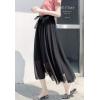 imageFlygo Womens High Waist Pleated Chiffon Boho Floral Flowy Midi SkirtBlack