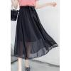 imageFlygo Womens High Waist Pleated Chiffon Boho Floral Flowy Midi SkirtBlack