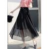 imageFlygo Womens High Waist Pleated Chiffon Boho Floral Flowy Midi SkirtBlack