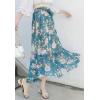 imageFlygo Womens High Waist Pleated Chiffon Boho Floral Flowy Midi SkirtFlower 1