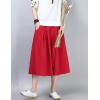 imageFlygo Womens High Waisted Back Elastic ALine Pleated Swing Midi Linen Skirt WPocketsRed