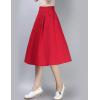 imageFlygo Womens High Waisted Back Elastic ALine Pleated Swing Midi Linen Skirt WPocketsRed