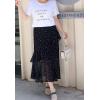 imageFlygo Womens High Waisted Ruffle A Line Polka Dot Chiffon Skirt Irregular HemNavy Blue