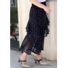 imageFlygo Womens High Waisted Ruffle A Line Polka Dot Chiffon Skirt Irregular HemNavy Blue