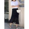 imageFlygo Womens High Waisted Ruffle A Line Polka Dot Chiffon Skirt Irregular HemNavy Blue