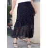imageFlygo Womens High Waisted Ruffle A Line Polka Dot Chiffon Skirt Irregular HemNavy Blue