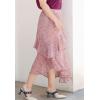 imageFlygo Womens High Waisted Ruffle A Line Polka Dot Chiffon Skirt Irregular HemPink
