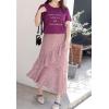 imageFlygo Womens High Waisted Ruffle A Line Polka Dot Chiffon Skirt Irregular HemPink