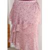 imageFlygo Womens High Waisted Ruffle A Line Polka Dot Chiffon Skirt Irregular HemPink