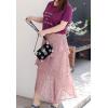 imageFlygo Womens High Waisted Ruffle A Line Polka Dot Chiffon Skirt Irregular HemPink