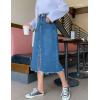 imageFlygo Womens High Waisted Tassel Hem Split Midi Long Denim Skirt WPocketsBlue