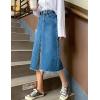 imageFlygo Womens High Waisted Tassel Hem Split Midi Long Denim Skirt WPocketsBlue