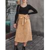 imageFlygo Womens Paperbag High Waist Button Front Long Corduroy Skirt with BeltKhaki