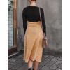 imageFlygo Womens Paperbag High Waist Button Front Long Corduroy Skirt with BeltKhaki