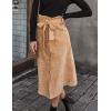 imageFlygo Womens Paperbag High Waist Button Front Long Corduroy Skirt with BeltKhaki