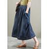 imageFlygo Womens Retro Elastic Waist ALine Mid Long Denim Skirt with PocketsDark Blue