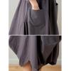imageFlygo Womens Retro Elastic Waist Pleated Baggy Linen Midi Skirts with PocketsDark Grey