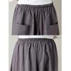 imageFlygo Womens Retro Elastic Waist Pleated Baggy Linen Midi Skirts with PocketsDark Grey