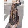 imageFlygo Womens Retro Ethic High Waisted ALine Pleated Maxi Long Wool Blend SkirtGrey