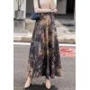 imageFlygo Womens Retro Ethic High Waisted ALine Pleated Maxi Long Wool Blend SkirtGrey
