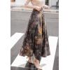 imageFlygo Womens Retro Ethic High Waisted ALine Pleated Maxi Long Wool Blend SkirtGrey