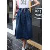 imageFlygo Womens Vintage Elastic Waisted A Line Midi Denim SkirtBlue