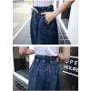 imageFlygo Womens Vintage Elastic Waisted A Line Midi Denim SkirtBlue