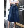 imageFlygo Womens Vintage Elastic Waisted A Line Midi Denim SkirtBlue