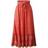 imageFlygo Womens Vintage Floral Print High Elastic Waist Pleated Maxi Long Boho SkirtRed