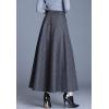 imageFlygo Womens Winter Warm High Elastic Waist Wool Plaid ALine Pleated Flared Long SkirtDark Grey